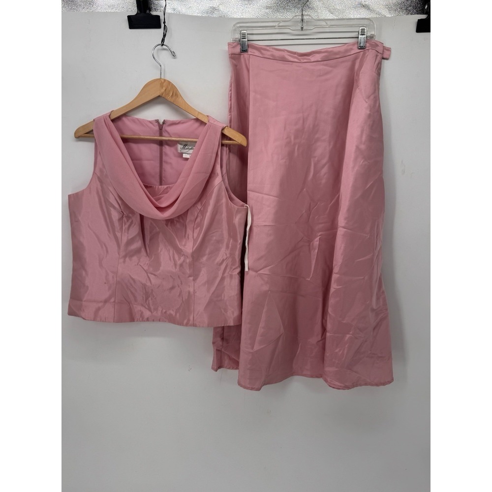 vintage Michaelangelo~2 Pc Pink Taffeta Ball Gown Sz 14 Formal Evening Dress 80s